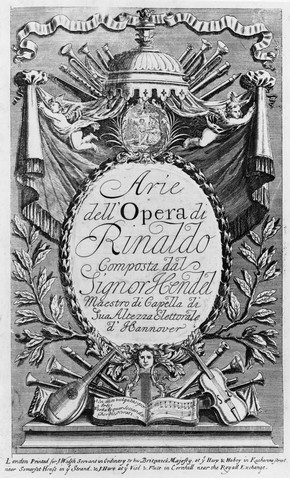Music score cover for Handel's opera Rinaldo, London, 1711