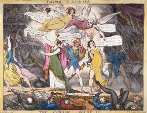 W. H. Brooke, The Uproar House, published by The Satirist, 8 June 1813, hand-coloured etching. Museum no. S.2528-2009