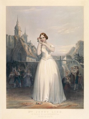 Jenny Lind as Amina in Bellini's La Sonnambula, lithographic print, around 1847