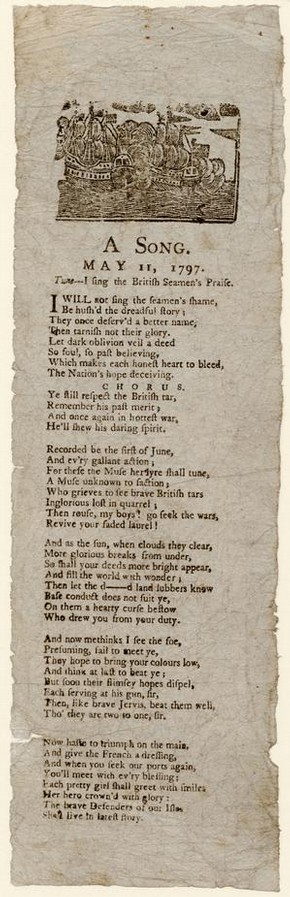 Printed ballad sheet, May 1797. Museum no. S.1243-1386
