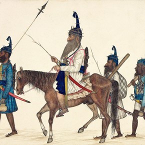 A group of Akali Sikhs, unknown artist, Punjab, about 1860. Museum no. IS.11-1987
