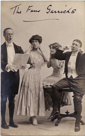 Publicity postcard for The Four Garricks, late 19th to early 20th century