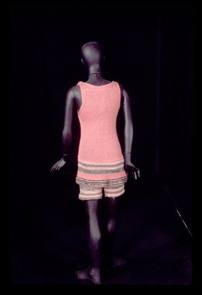 Le Train Bleu Costume, pink knitted wool swimsuit, 1924