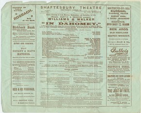 Shaftesbury Theatre programme for In Dahomey, G. Harmsworth & Co (printer), London, United Kingdom, 1903