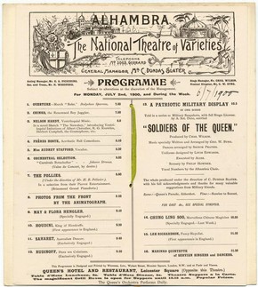 Alhambra Theatre programme featuring Houdini, printed by Weiners Limited, London, 1900