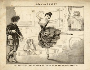 Lola Montez, The Herald Newpaper, monochrome lithographic print, about 1840
