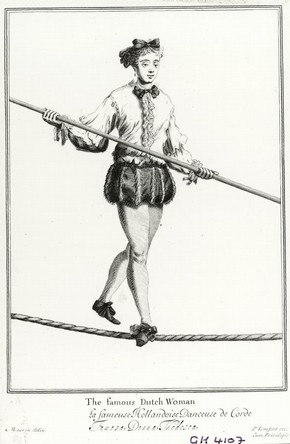 Engraving of Dutch ropewalker, 17th to 18th century