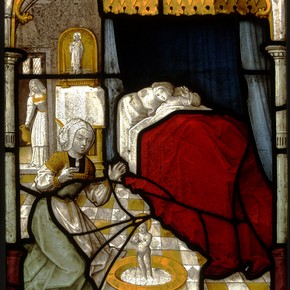 The First Miracle of St. Nicholas, stained glass panel, about 1520-5. Museum no. 213-1908