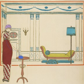 Hand-coloured pochoir stencil by Georges Lepape, from 'Les Choses de Paul Poiret', France, about 1911. Museum no. CIRC.262-1976