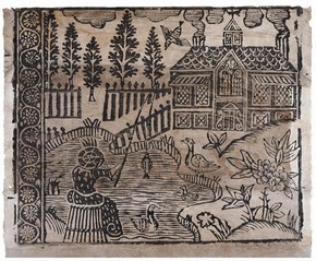 Portion of a lining paper found on an early 17th-century box. Museum no. E.405-1968