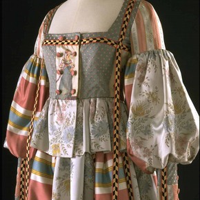 Detail of Renaissance evening outfit, Bill Gibb, 1972. Museum no. T.222 TO C-1974