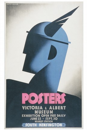 'Posters', colour lithograph advertising a V&A exhibition, by Austin Cooper, England, UK, 1931. Museum no. E.1837-1931