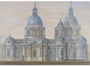 Drawing of designs for the interior of the Church of The Order of The Holy Spirit, Paris, France, by Juste-Aurele Meissonnier, 18th century. Museum no. 9085