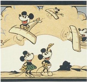 Section of 'Mickey Mouse' wallpaper and frieze, about 1930. Museum no. E. 3100-1930
