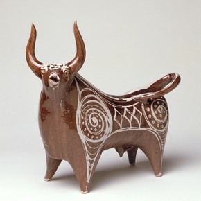 William Newland, 'Bull', earthenware, height 359mm, width 377mm, 1954. Museum no. Circ.57-1954 