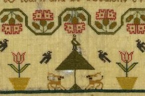 Sampler, 1789. Museum no. T.292-1916. Given by Frances M Beach