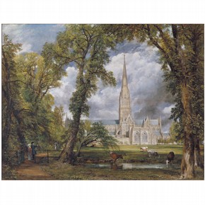 'Salisbury Cathedral from The Bishop`s Ground', oil painting by John Constable, England, UK, 1823. Museum no. FA.33