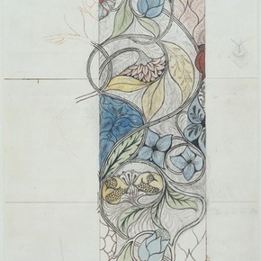 Embroidery design, pencil and watercolour by Mary (May) Morris, UK, about 1885. Museum no. E.50-1940