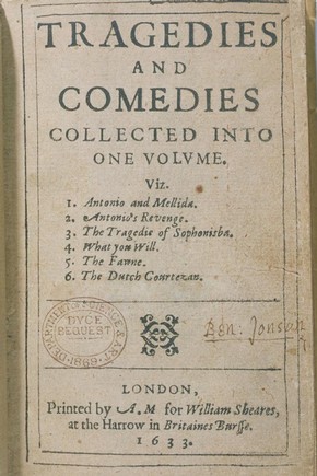 John Marston, 'Tragedies and Comedies', 1633. Pressmark: Dyce 25.B.50