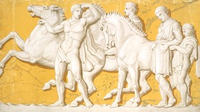 Wallpaper frieze (detail) reproducing part of the Parthenon frieze, known as the Elgin Marbles, probably Jeffrey, Allen & Co, 1851. Museum no. E.33b-1971