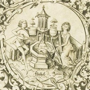 Detail from plate design, German. Museum no 14000