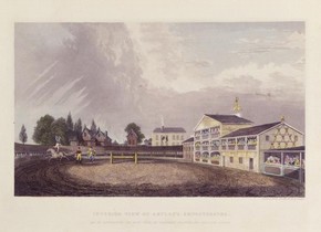 William Capon (original drawing), Charles John Smith (engraver), interior view of Astley's Amphitheatre, 1777, hand-coloured etching cut within the plate. Museum no. S.2386-2009