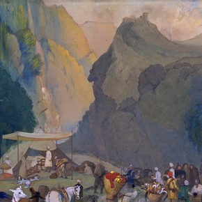 Mountain scene by George Landseer, India, 19th century. Museum no. IS.41:2-1881