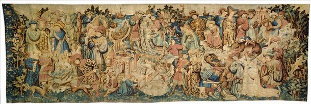 Tapestry with scenes of an otter and swan hunt, probably made in Arras, Netherlands, 1430s. Museum no. T.203-1957