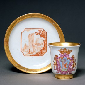 Beaker and saucer, Doccia porcelain factory, Florence, Italy. Museum no. C.12A-1941