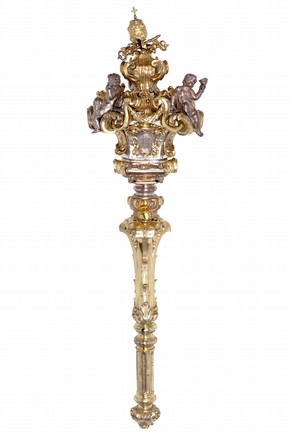 Silver and gilded silver ceremonial mace, by Giovanni Giardini, Rome, Italy, 1691–6, Museum no. 646-1906