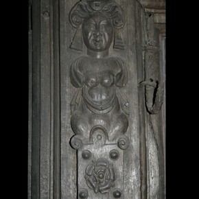 Carved oak post from Sir Paul Pindar's house, Bishopsgate, London, 1599-1600. Museum no. 846-1890
