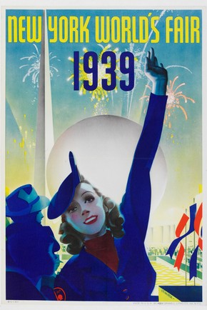 Poster for the New York World's Fair 1939, colour lithograph by Albert Staehle, 1939. Museum no. E.285-2006