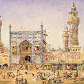 A View of The Mosque of Wazir Ali Khan at Lahore by William Carpenter, 1856. Museum no. IS.57-1882