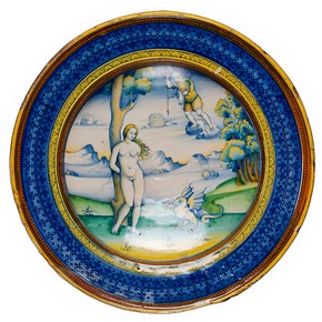 Maiolica dish, Master C. I., Faenza, Italy, about 1510. Museum no. C. 2118-1910