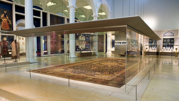 The Ardabil Carpet on display in the Jameel Gallery, V&A