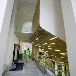 Upper floor of the Sackler Centre during construction.