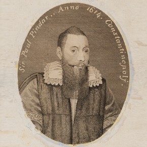 Engraved portrait of Sir Paul Pindar, by Thomas Trotter after an anonymous painting of 1614, England, 1794. Museum no E.430-1943