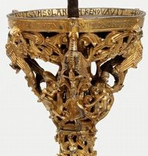 Gilded copper alloy candlestick, known as the 'Gloucester Candlestick', England, UK, early 12th century. Museum no. 7649-1861