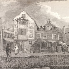 The Garden House or Lodge of Sir Paul Pindar’s house in about 1819. Engraving from Robert Wilkinson, London Illustrated, 1819-25. NAL Pressmark 236.G.11.