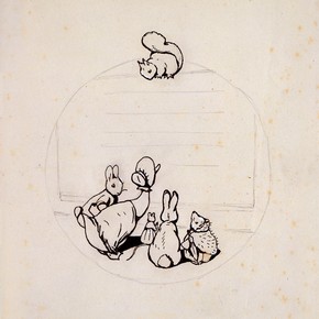 Beatrix Potter, Design for the back cover of 'Peter Rabbit's Painting Book', 1911. Museum no. BP.1103IV