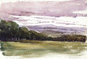 Beatrix Potter, sketch of a wooded landscape viewed from Gwaynynog, Denbigh, 1909. Musuem no. BP.305-1994