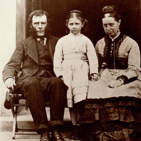 Photograph of Beatrix Potter aged 8, with her parents, by Rupert Potter, 1874. © Frederick Warne & Co.
