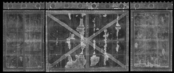 Figure 2. Composite X-ray image of whole altarpiece (Radiography by V&A Photographic Studio)