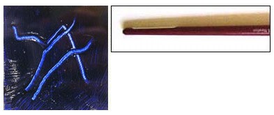 Sample of marks made with paintbrush handle