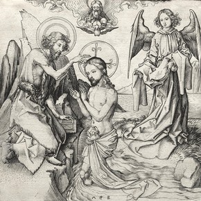 The Baptism of Christ in the Jordan, engraving by Martin Schongauer, Germany, 1450-91. John L. Severance Fund 1952.78T. ©The Cleveland Museum of Art