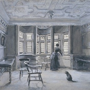 Interior of Sir Paul Pindar's house, wash drawing by Frank E Cox, about 1890. © Guildhall Library