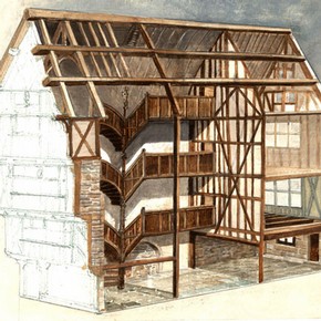The interior of the maison á pondalez at 9 Grand'rue, Morlaix. © Jean-François Guével. Supplied by Musée de Morlaix.