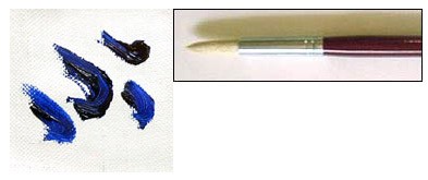 Sample of paint applied with a round brush