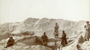 Excavations at the south-west wing of ruined monastic quarters, Farhad-beg-yailaki, Sir Marc Aurel Stein, 1906-1908. Photo 392/26(616). © The British Library Board