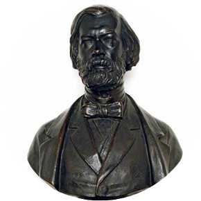Bronze portrait bust of Sir John Charles Robinson, by Baron Carlo Marochetti, Italy, 1864-5. Museum no. A.202-1929
